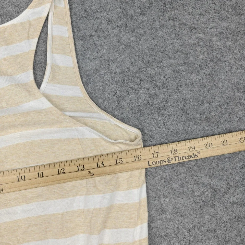 Lilly Pulitzer Dress Womens Medium Beige Stripe Smocked Tank Sundress Racerback - Picture 7 of 8